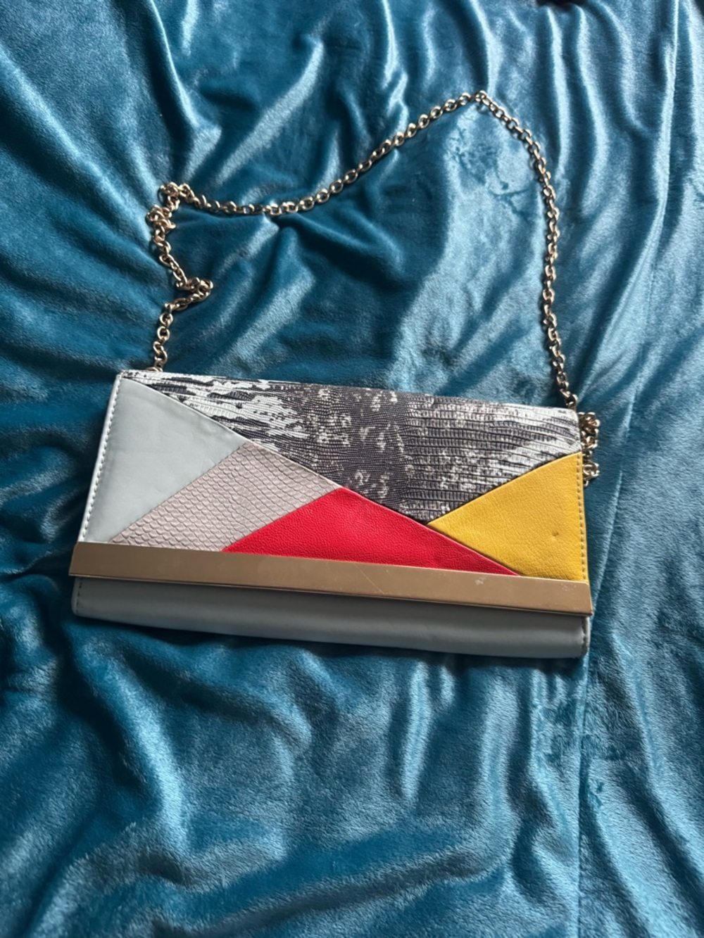 Colorblock Chain Clutch - Multi Color